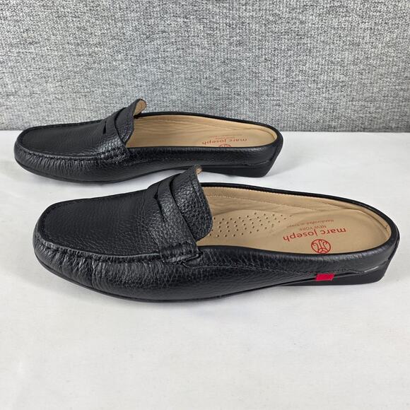 MARC JOSEPH N.Y. WOMEN'S BRIGHTON BEACH BLACK LEATHER PENNY LOAFER MULE SIZE 8.5 - Picture 2 of 11